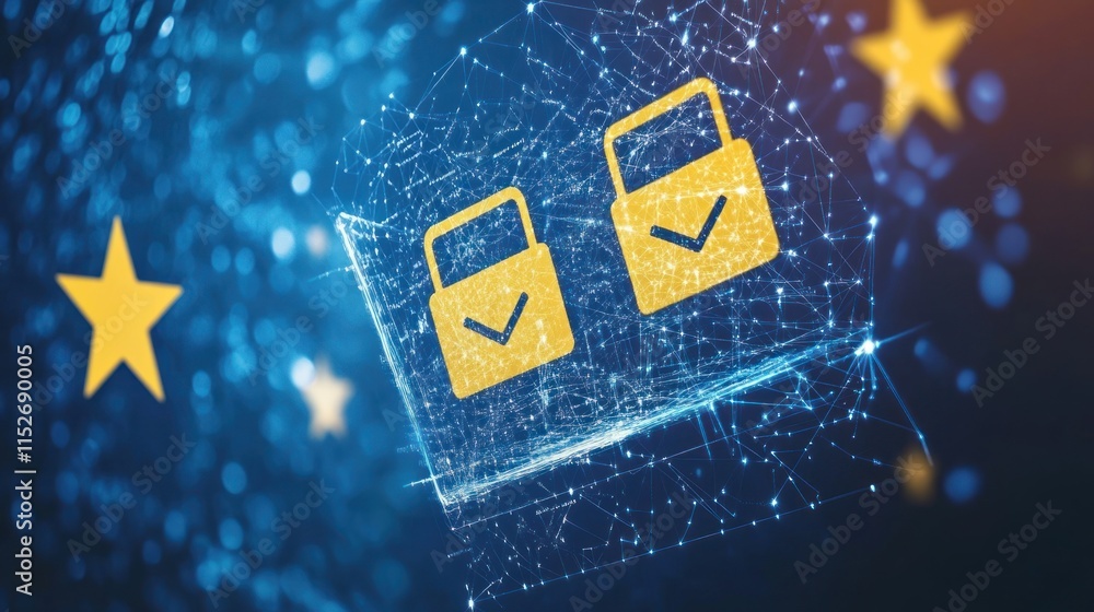 Aufkleber Digital illustration of secure locks symbolizing cybersecurity and data protection.