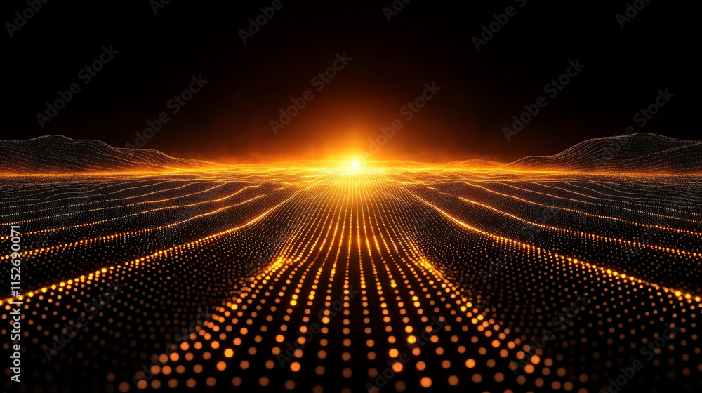Poster modern digital abstract 3d background with flowing lines and shapes symbolizing technological proces