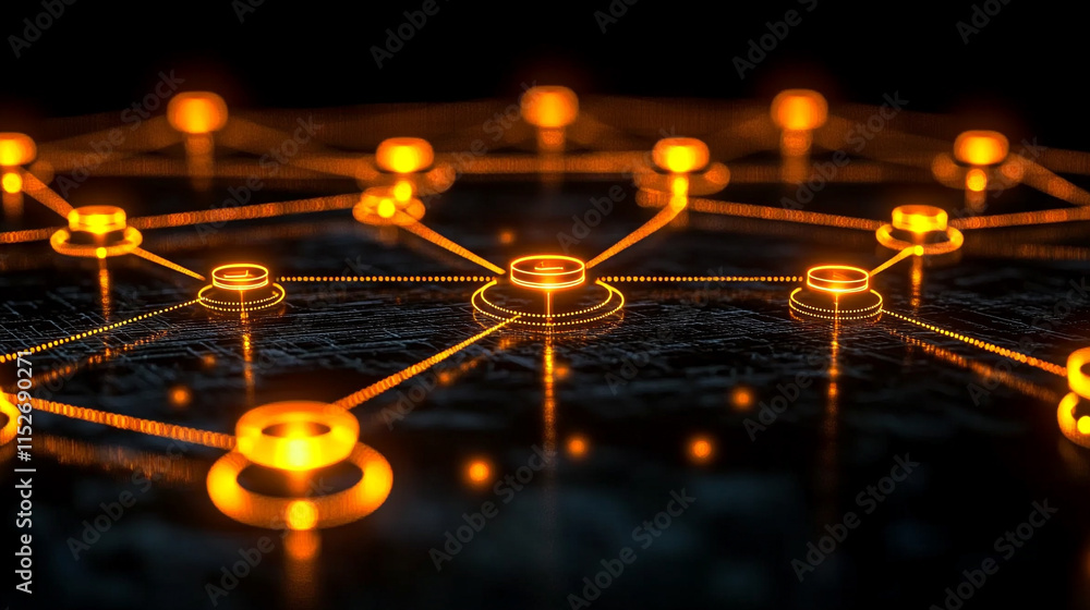 Poster modern digital abstract 3d background with flowing lines and shapes symbolizing technological proces