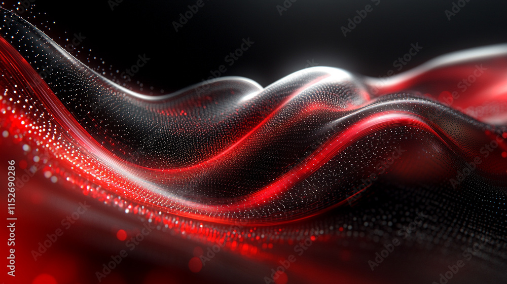 Poster modern digital abstract 3d background with flowing lines and shapes symbolizing technological proces