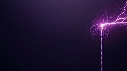 Naklejka premium Energy burst close-up on lightning and electric cable technology