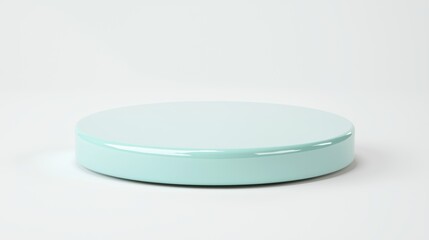 Minimalistic light blue glossy cylinder display studio 3d render