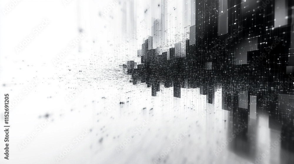 Poster modern digital abstract 3d background with flowing lines and shapes symbolizing technological proces