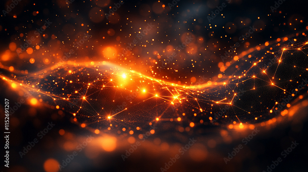 Poster modern digital abstract 3d background with flowing lines and shapes symbolizing technological proces