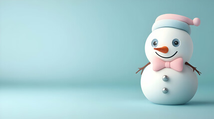 Cute 3D Snowman Illustration on Blue Background