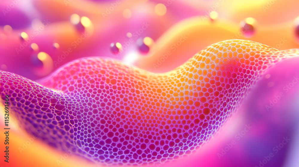 Poster modern digital abstract 3d background with flowing lines and shapes symbolizing technological proces