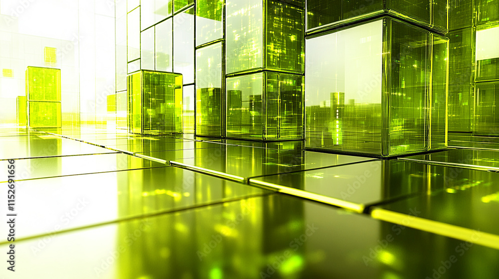 Poster modern digital abstract 3d background with flowing lines and shapes symbolizing technological proces