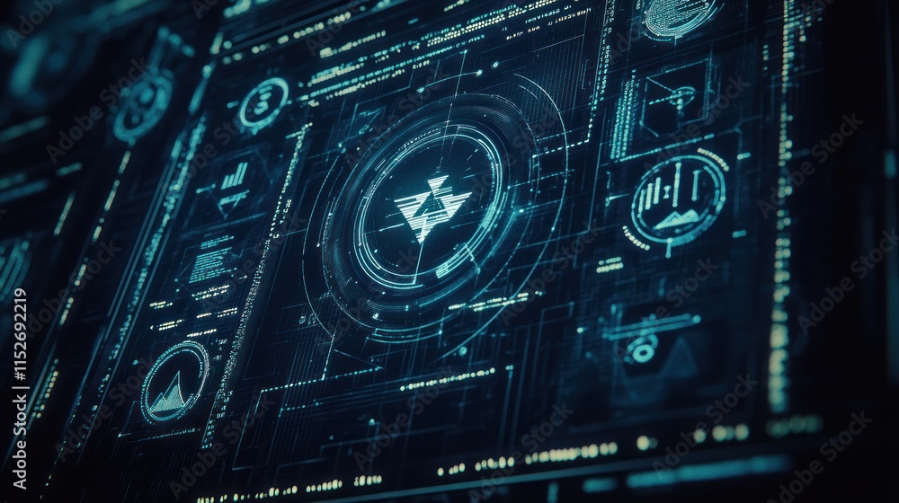 Aufkleber Futuristic digital interface displaying data and analytics.