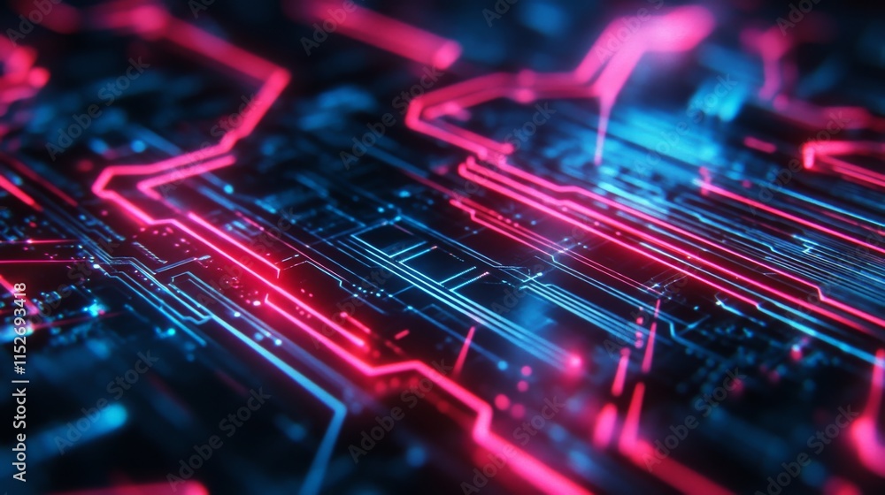 Poster vibrant animated microchip tech surface design