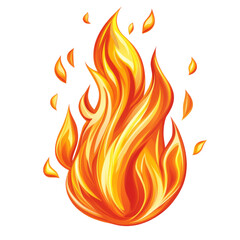 Bright and dynamic fire flames isolated transparent background
