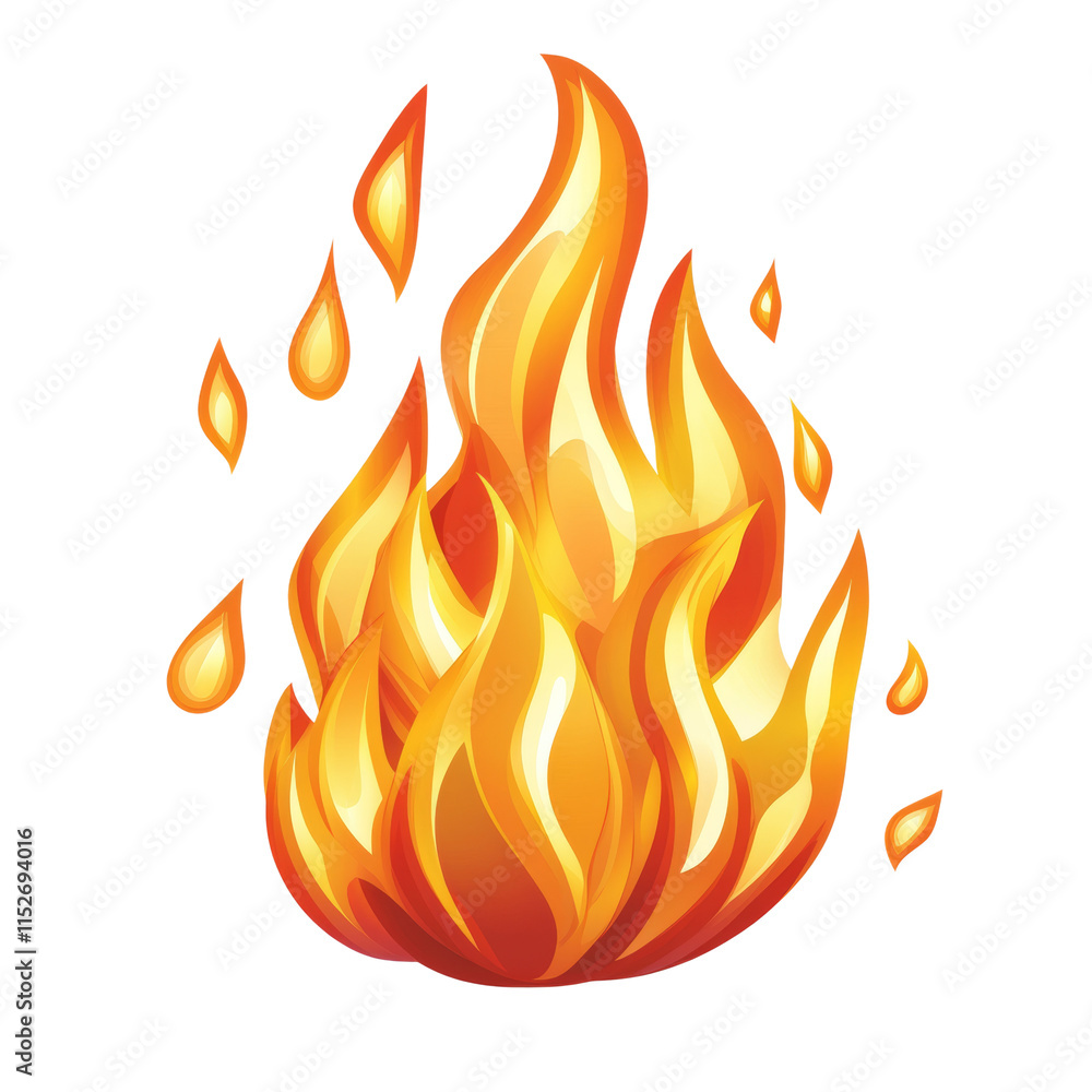 Poster bright and dynamic fire flames isolated transparent background