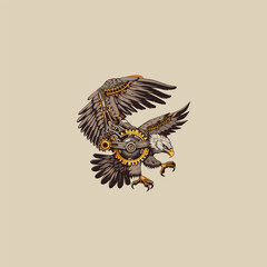 Fototapeta premium Eagle steampunk logo design vector illustration template