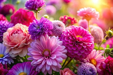 Romantic pink and purple blooms, soft focus, bokeh, beautiful spring floral wallpaper.