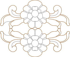 Vector sketch illustration silhouette drawing traditional vintage floral carving ornament design 