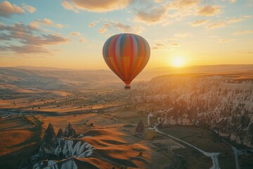 Obraz premium hot air balloon over region country