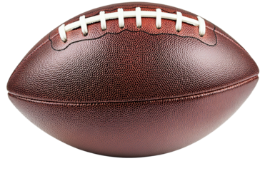 Leather American football ball isolated on white background, American football ball sports equipment on white PNG File.
