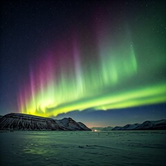 A night landscape with auroras.