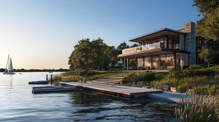 Luxury Lakeside Villa: Modern Architecture Meets Tranquil Waters