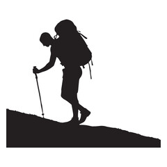 Hiking man Silhouettes. hiker with rucksacks and backpack silhouette.