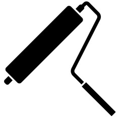 Paint Roller Glyph Icon, Black And White Glyph Icon Symbol Vector