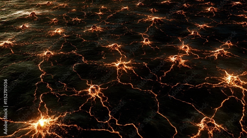Aufkleber glowing lava flows across a dark, textured surface, creating a fiery, abstract pattern. perfect for 