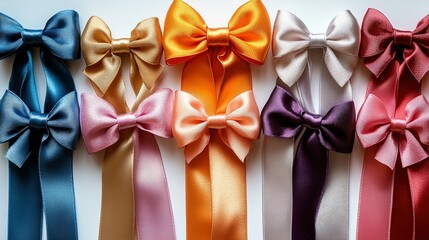 Multicolored Satin Ribbon and Bow Ensemble for Various Occasions