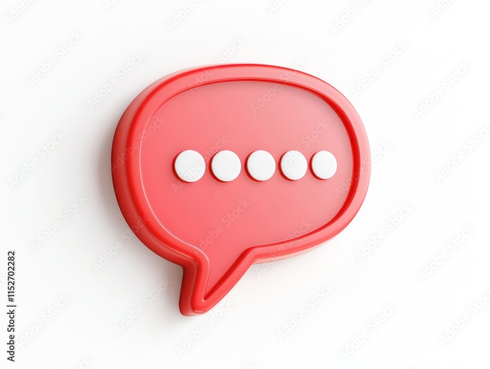 Poster A stylized red speech bubble icon with five dots, representing communication or messaging.