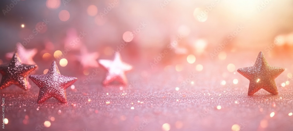 Poster a soft-focus image of sparkling stars with a dreamy, warm background.