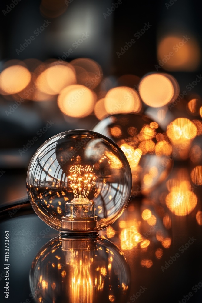 Aufkleber a close-up of illuminated vintage-style light bulbs creating a warm ambiance.