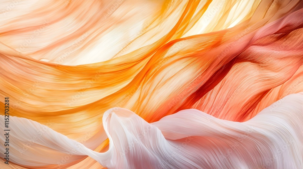 Aufkleber abstract image of flowing fabric in soft orange and peach tones. perfect for backgrounds, textures, 
