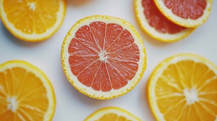 Fresh Citrus Fruits on White Background