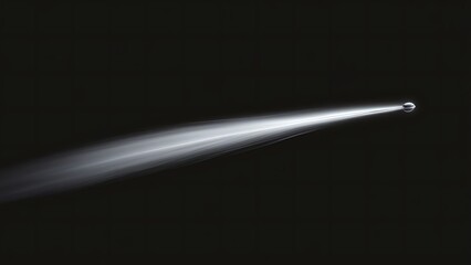 A sleek comet with a long, clean white trail cutting diagonally across a dark gradient background.