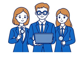 Business Team Illustration with Professionals Analyzing Data and Collaborating