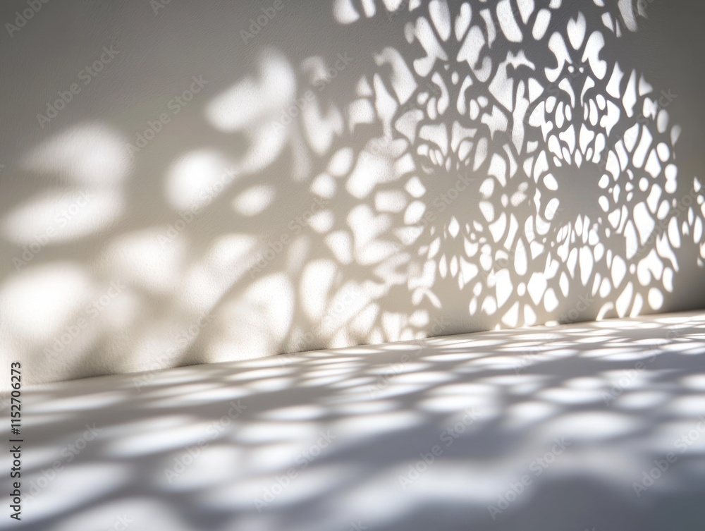 Poster Intricate shadows cast on a wall, creating a delicate, artistic pattern.
