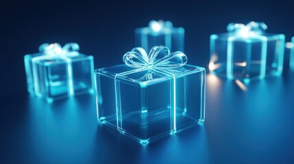 Glowing Crystal Gift Boxes: A Digital Celebration