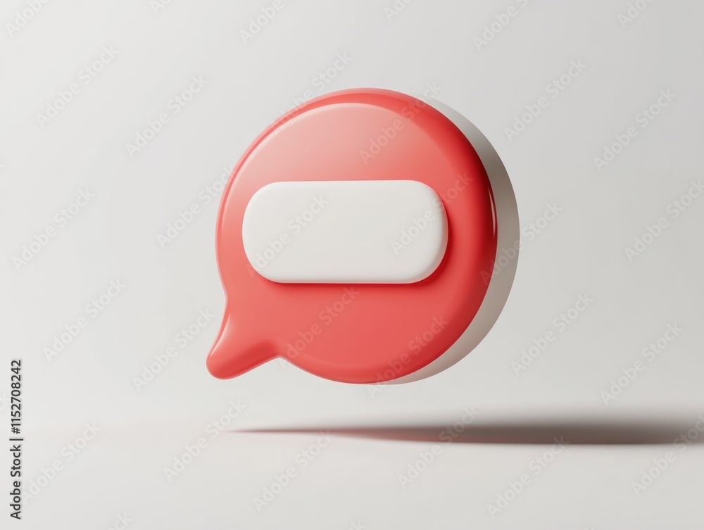 Poster A 3D speech bubble icon with a white button, symbolizing messaging or communication.