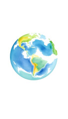 Fototapeta premium Planet Earth hand painted watercolour illustration, smooth light, with white tones