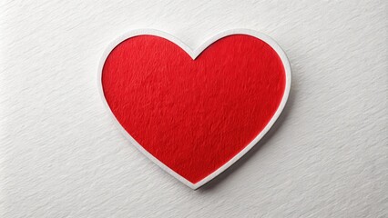 Obraz premium A red heart shape sticker isolated on a white background with subtle texture and slight blur effect, conveying a sense of simplicity and elegance , minimalist art, simple design