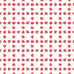 A bright red pomegranate flower watercolor seamless check pattern isolated on white. The hand-painted vibrant artwork perfect for botanical prints, wrapping paper, textile and decor. Summer clip art