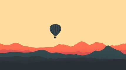 Fototapeta premium Hot Air Balloon Soaring Over Majestic Mountain Ranges