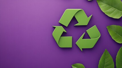 Obraz premium Green recycle symbol with leaves. (1)
