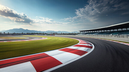 An aerial view of a race track with sharp curves symbolizing life's chaos and unpredictability vibrant lanes weaving through dynamic landscapes evoking adrenaline determination and strategic decisions