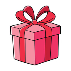 festive hand-drawn pink and red prize gift box design