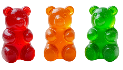 Jelly gummy bears isolated on white background. Suitable for marketing or business purposes. PNG file