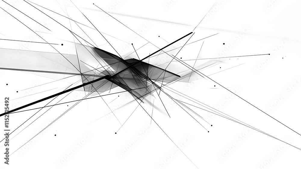 Poster creative abstract visualization in clean white style lines and shapes