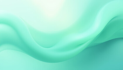 Abstract green wavy background featuring smooth flow and soft gradient layers