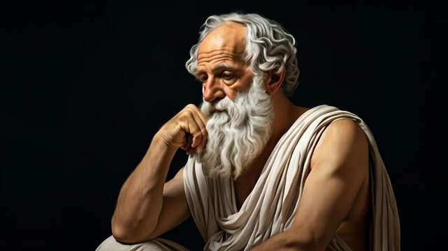 A Greek philosopher with a white beard,