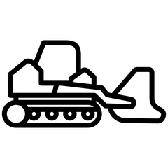 Bulldozer Heavy Machine Outline Icon - Heavy Machinery Outline Icon