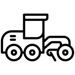 Road Grader Outline Icon - Heavy Machinery Outline Icon