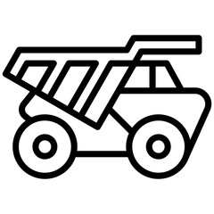 Dump Truck Outline Icon - Heavy Machinery Outline Icon